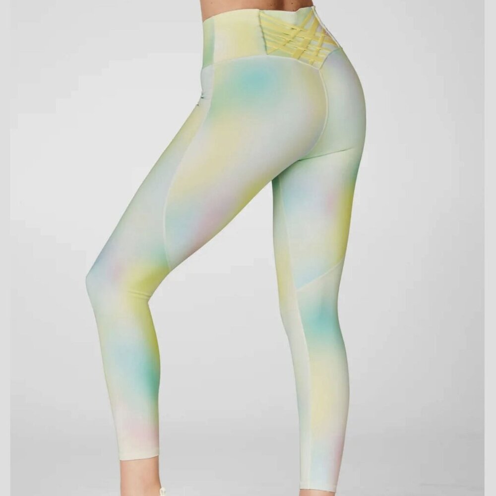 Fabletics NWT XL Boost Powerhold High-Waisted 7/8 pants leggings in Blur Lemon